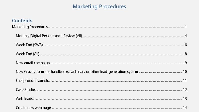 “Marketing Procedures” is any marketing department’s bible.
