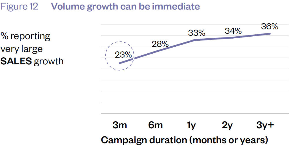 This is how The Long and the Short of It presents campaigns' effect on sales over 3+ years